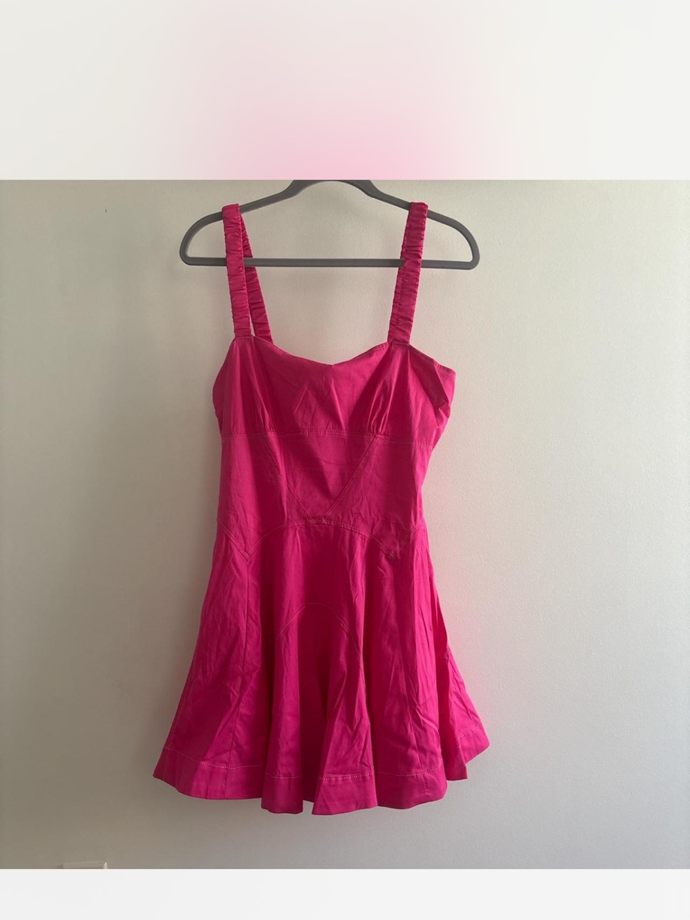 Anthropologie Hot Pink Ruched-Strap Slip Dress